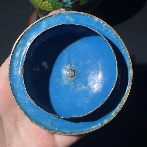 古玩銅器景泰藍蓋缸真品鑒賞圖