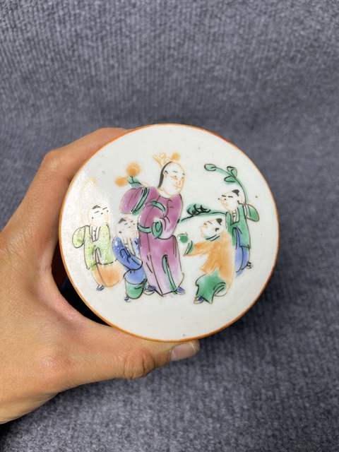 古玩陶瓷粉彩五子折桂瓜蝶綿綿節盒拍賣，當前價格1288元