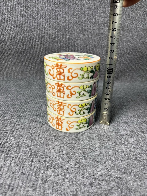 古玩陶瓷粉彩五子折桂瓜蝶綿綿節盒拍賣，當前價格1288元