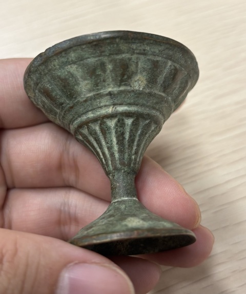 古玩銅器中亞銅高足杯真品鑒賞圖