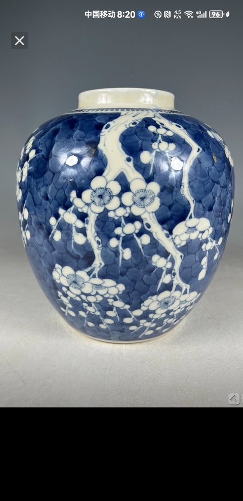 古玩陶瓷青花留白冰梅紋罐真品鑒賞圖