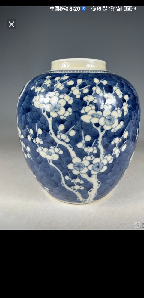 古玩陶瓷青花留白冰梅紋罐真品鑒賞圖