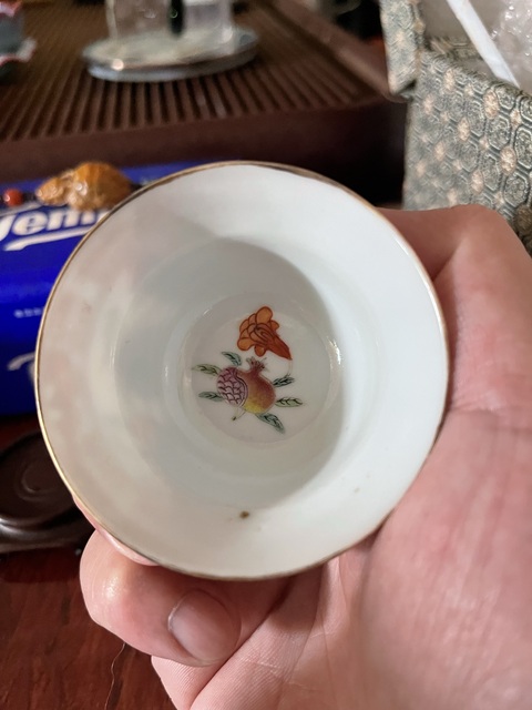 古玩陶瓷福壽紋粉彩杯真品鑒賞圖