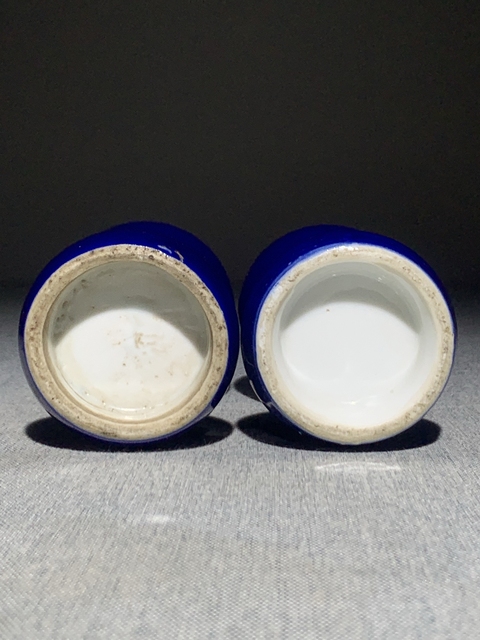 古玩陶瓷晚清祭藍釉梅瓶【一對】拍賣，當前價格2800元