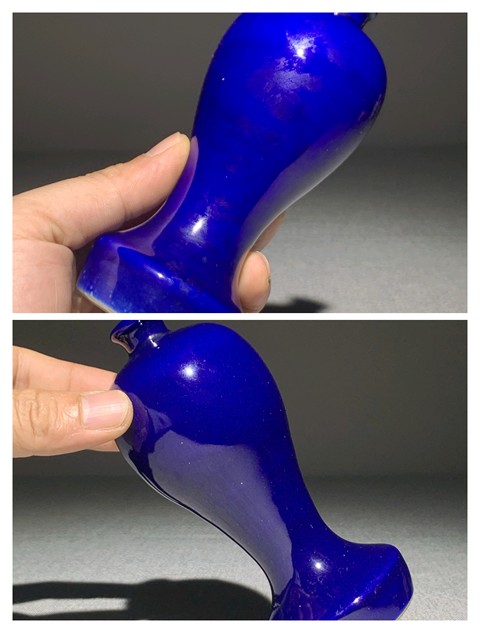 古玩陶瓷晚清祭藍釉梅瓶【一對】拍賣，當前價格2800元