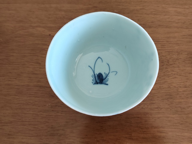 古玩陶瓷青花洞石花鳥紋杯真品鑒賞圖