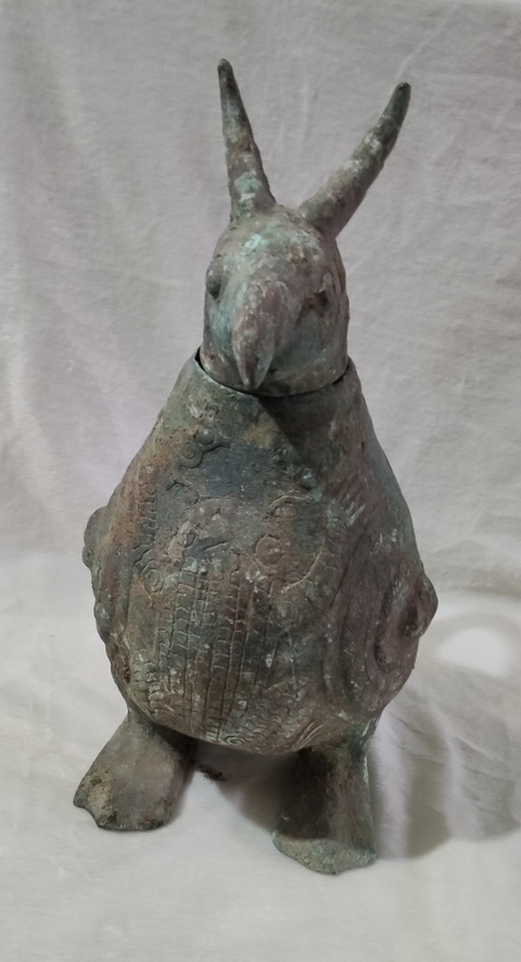 古玩字畫明銅瑞鳥執(zhí)壺拍賣，當(dāng)前價格2188元