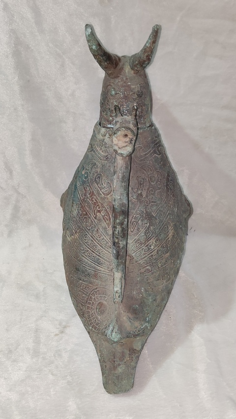 古玩字畫明銅瑞鳥執(zhí)壺拍賣，當(dāng)前價格2188元