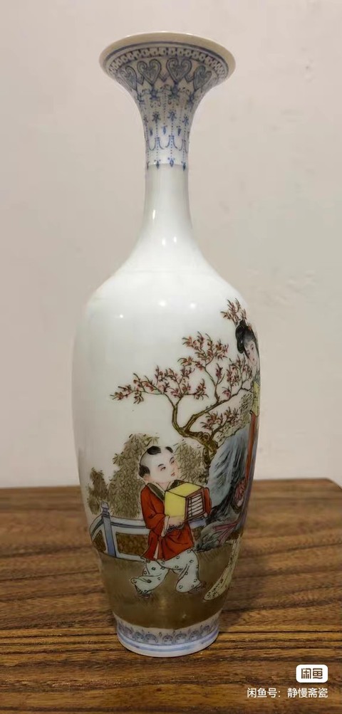 古玩陶瓷粉彩人物故事瓶真品鑒賞圖