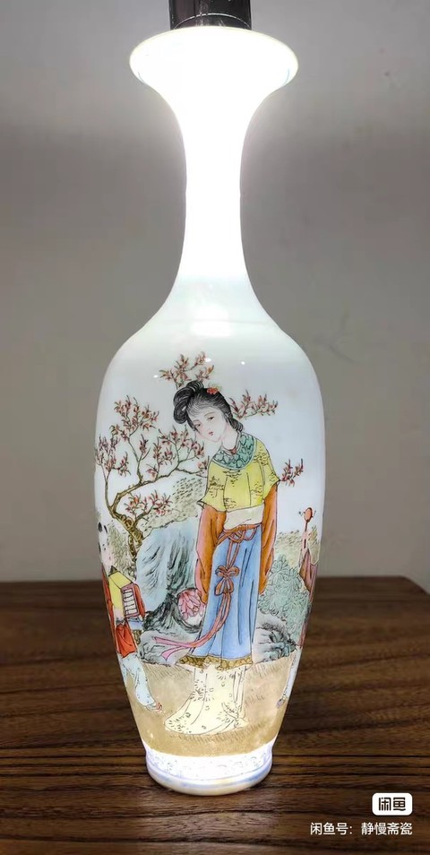 古玩陶瓷粉彩人物故事瓶真品鑒賞圖