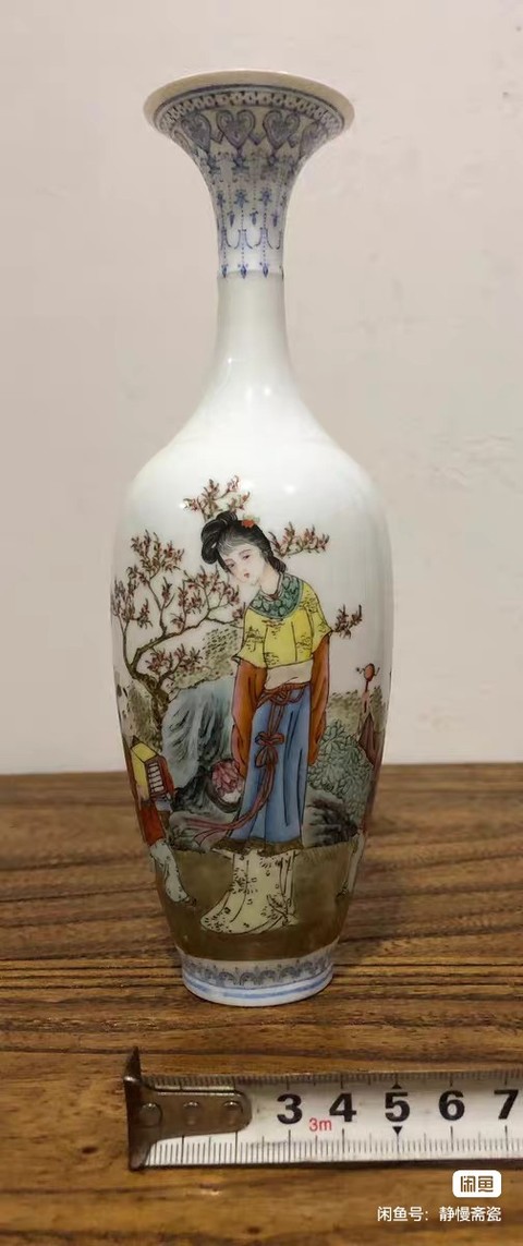 古玩陶瓷粉彩人物故事瓶真品鑒賞圖