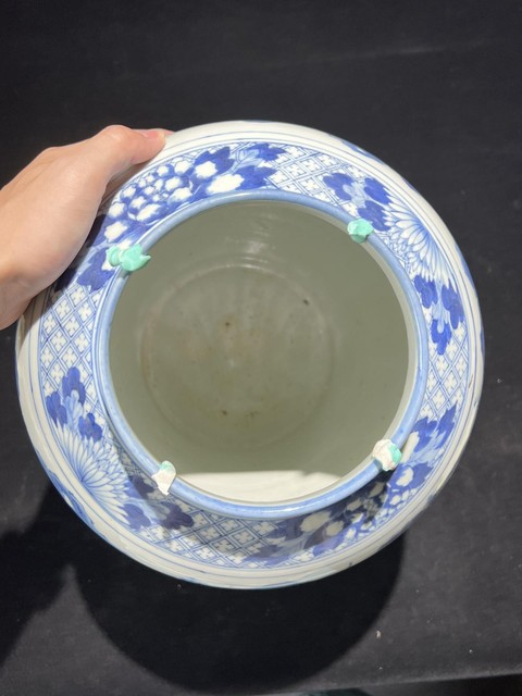 古玩陶瓷樓臺亭閣人物山水紋青花將軍罐真品鑒賞圖