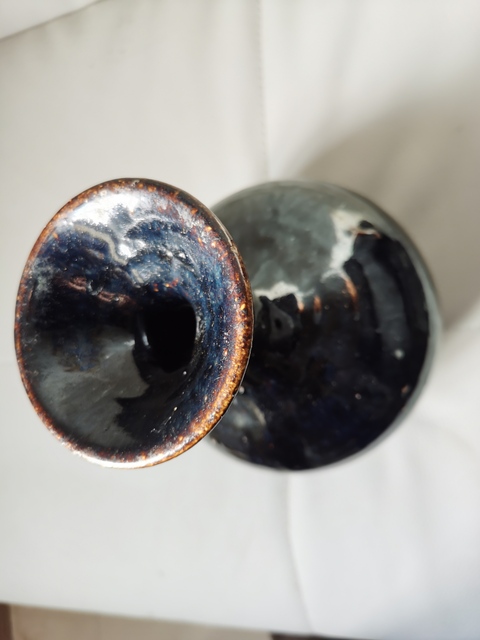 古玩陶瓷黑釉撇口瓶真品鑒賞圖