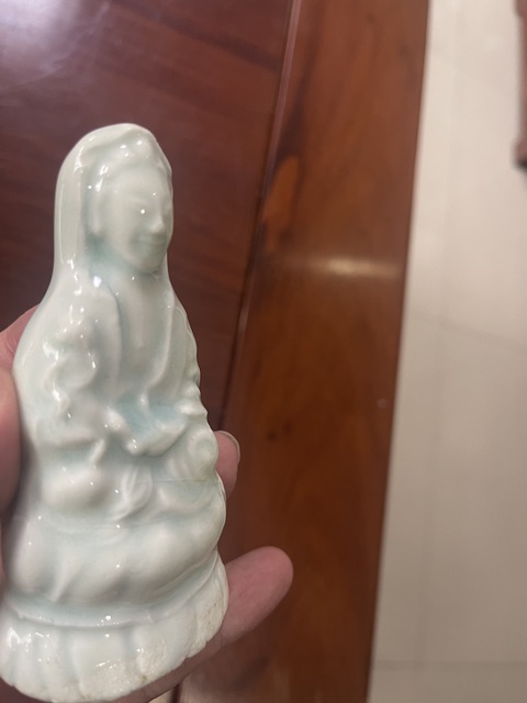 古玩陶瓷清晚民國時期送子觀音塑像真品鑒賞圖