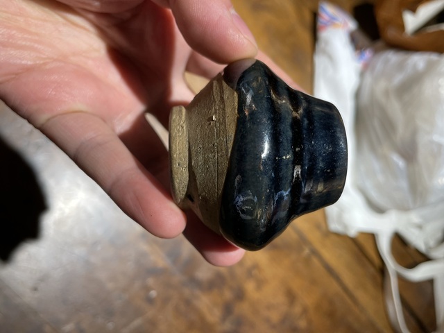 古玩陶瓷磁州窯褐釉水盂真品鑒賞圖