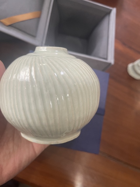 古玩陶瓷湖田窯刻劃線條紋罐真品鑒賞圖