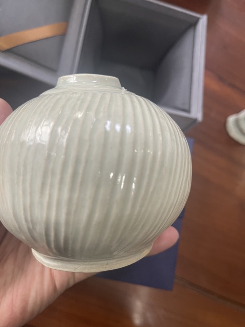 古玩陶瓷湖田窯刻劃線條紋罐真品鑒賞圖