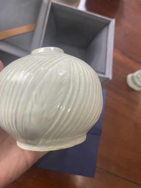 古玩陶瓷湖田窯刻劃線條紋罐真品鑒賞圖