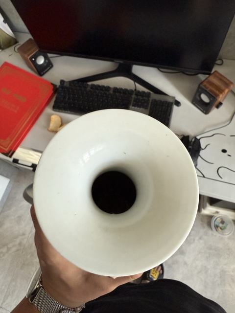 古玩陶瓷三娘教子圖喜從天降雙鋪首撇口瓶真品鑒賞圖