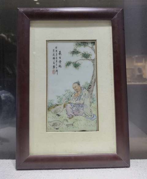 古玩陶瓷晚清民國(guó)粉彩人物故事紋瓷板拍賣，當(dāng)前價(jià)格5980元