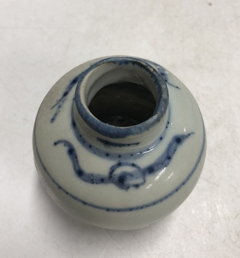 古玩陶瓷明中·青花折枝花卉紋水盂拍賣，當前價格3999元