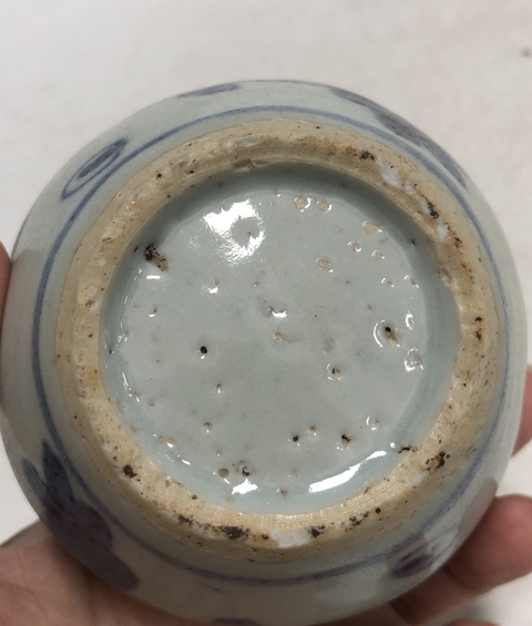 古玩陶瓷明中·青花折枝花卉紋水盂拍賣，當前價格3999元