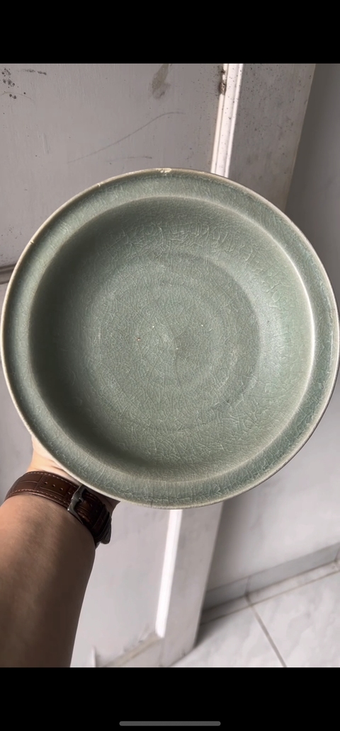 古玩陶瓷龍泉青瓷折沿洗真品鑒賞圖