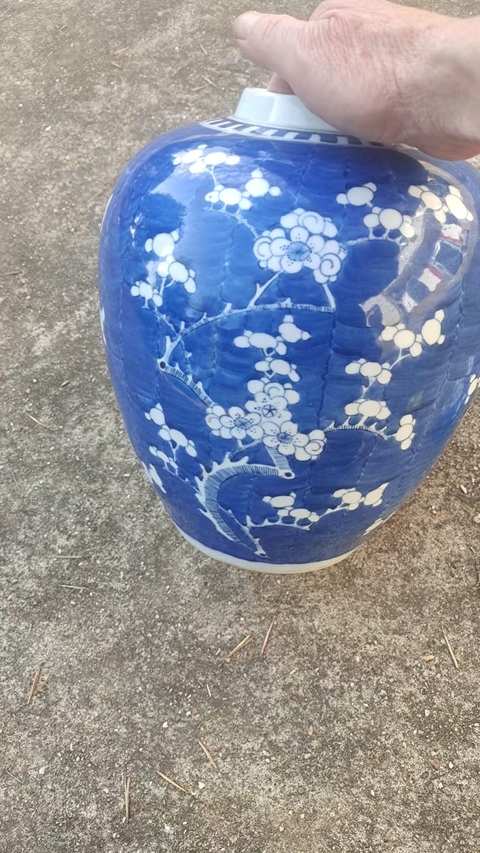 古玩陶瓷青花冰梅圖蓋罐真品鑒賞圖