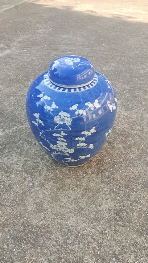 古玩陶瓷青花冰梅圖蓋罐真品鑒賞圖