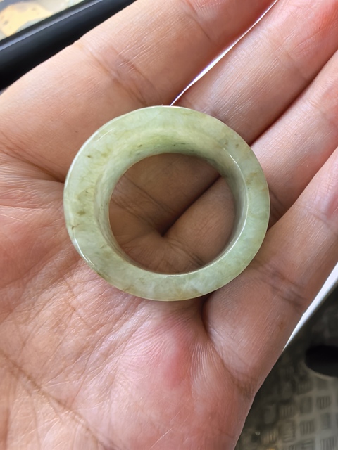 古玩玉器天然翡翠“素紋扳指”真品鑒賞圖