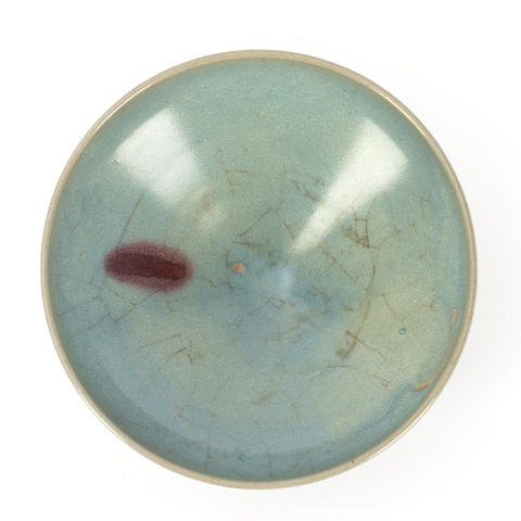 古玩陶瓷鈞窯玫瑰紫斑釉斂口碗真品鑒賞圖