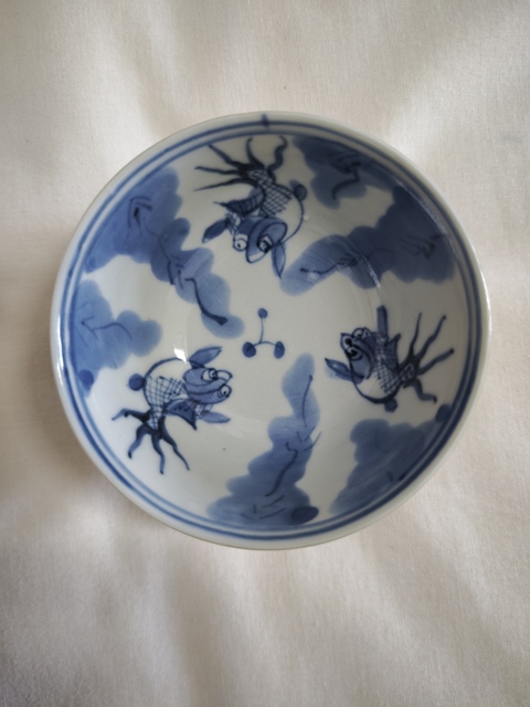 古玩陶瓷紫金釉青花金玉滿堂茶碗真品鑒賞圖