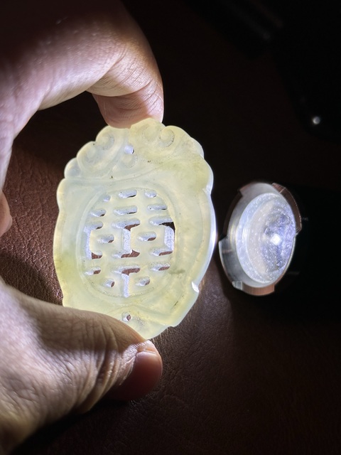 古玩玉器岫玉雕“囍字佩”真品鑒賞圖