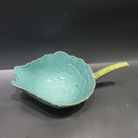 古玩陶瓷松石綠釉秋操杯真品鑒賞圖