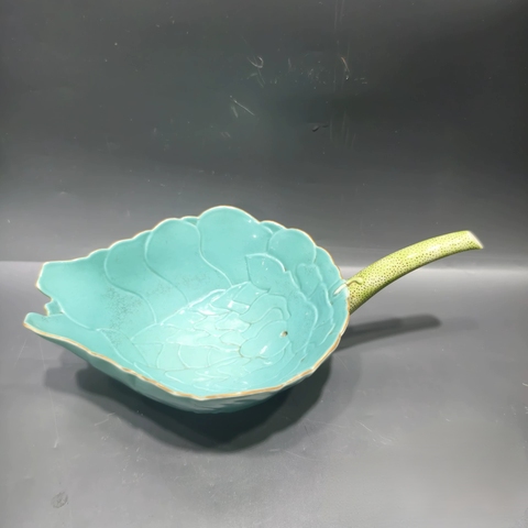 古玩陶瓷松石綠釉秋操杯真品鑒賞圖