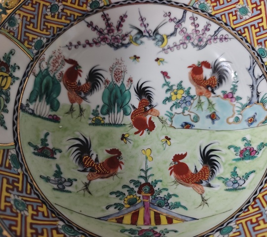 古玩陶瓷清 乾隆清花粉柴花鳥紋瓷板拍賣，當前價格868元