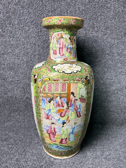 古玩陶瓷廣彩開窗人物故事紋棒槌瓶拍賣，當前價格5888元