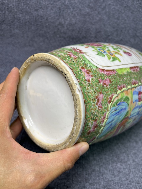 古玩陶瓷廣彩開窗人物故事紋棒槌瓶拍賣，當前價格5888元