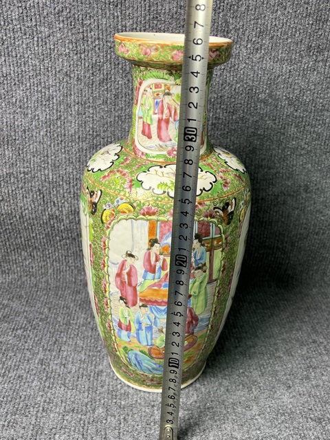 古玩陶瓷廣彩開窗人物故事紋棒槌瓶拍賣，當前價格5888元