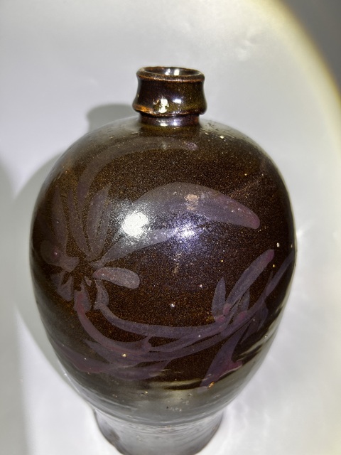 古玩陶瓷磁州窯鐵銹紫彩梅瓶真品鑒賞圖