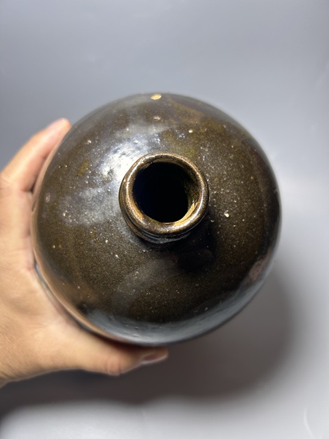 古玩陶瓷磁州窯鐵銹紫彩梅瓶真品鑒賞圖