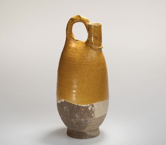 古玩陶瓷黃釉雞冠皮囊壺真品鑒賞圖