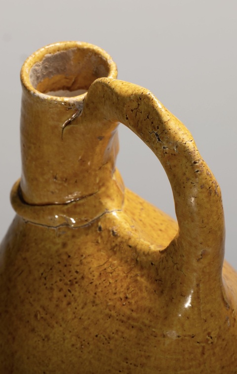 古玩陶瓷黃釉雞冠皮囊壺真品鑒賞圖