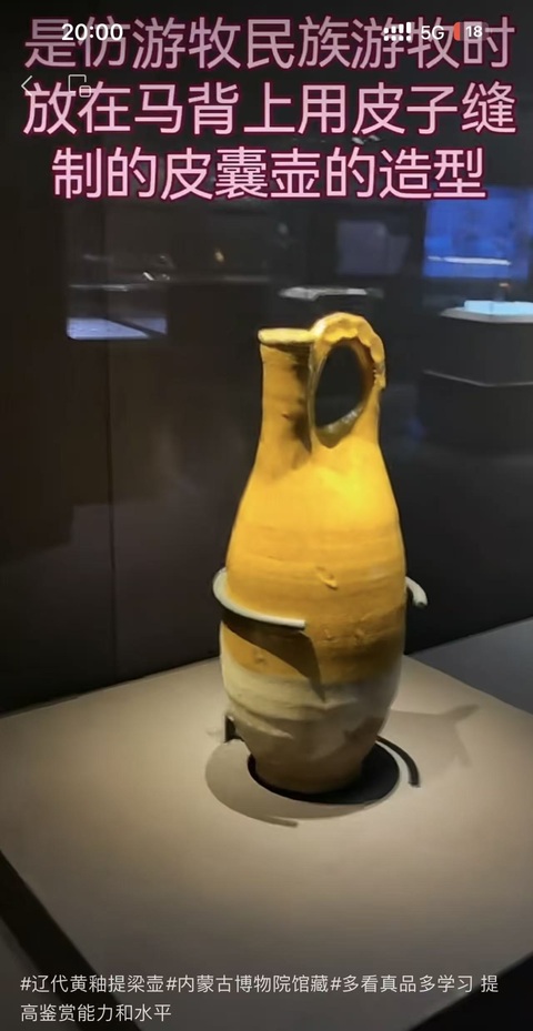 古玩陶瓷黃釉雞冠皮囊壺真品鑒賞圖