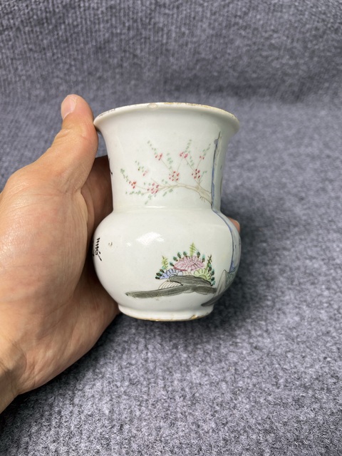 古玩陶瓷粉彩桃花美女紋扎斗拍賣，當前價格1288元