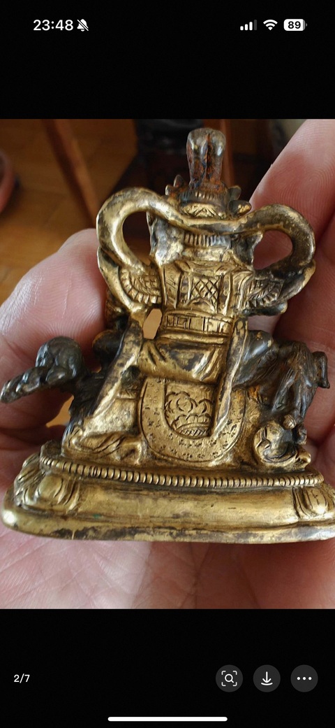 古玩銅器財寶天王像真品鑒賞圖