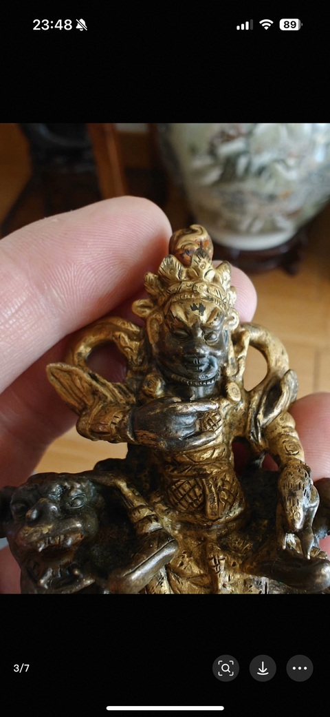 古玩銅器財寶天王像真品鑒賞圖