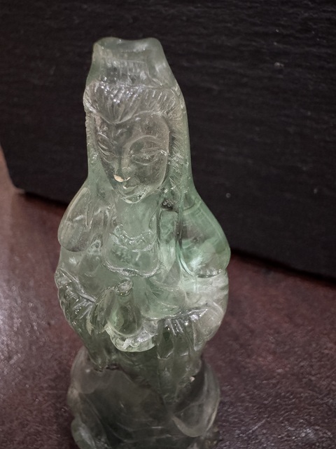 古玩玉器螢石雕“觀音”擺件真品鑒賞圖