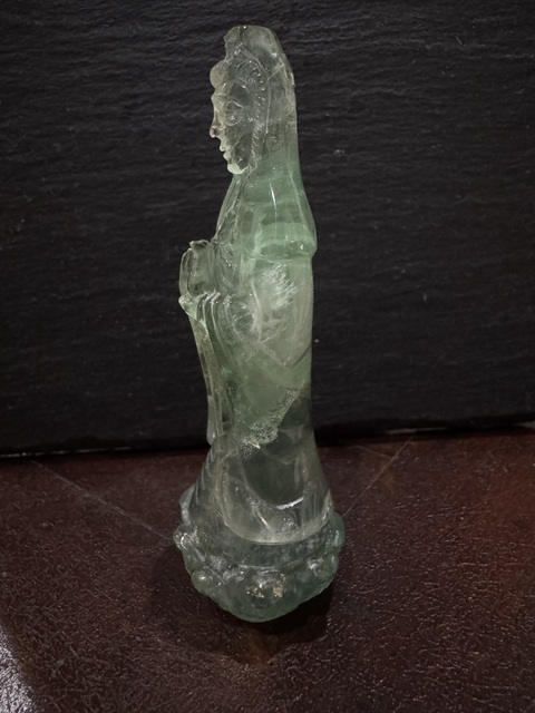 古玩玉器螢石雕“觀音”擺件真品鑒賞圖