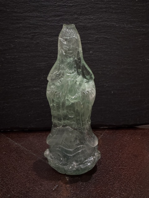 古玩玉器螢石雕“觀音”擺件真品鑒賞圖